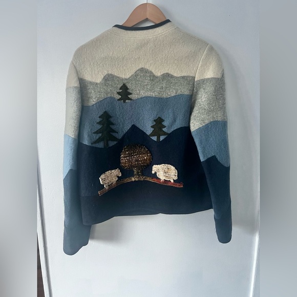 Giesswein Austrian 100% Wool Cream and Gray Cardigan - Picture 7 of 15